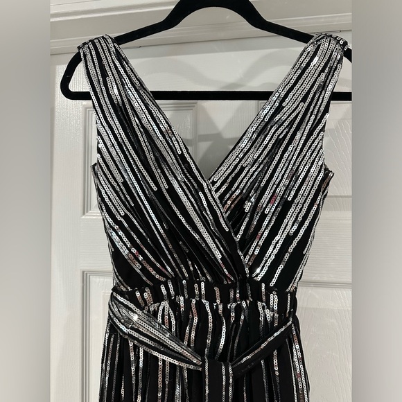 City Goddess Sequin Chiffon Wrap Maxi Dress - Picture 2 of 5